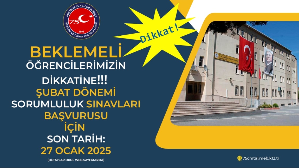 BEKLEMELİ ÖĞRENCİLERİMİZİN DİKKATİNE!!!